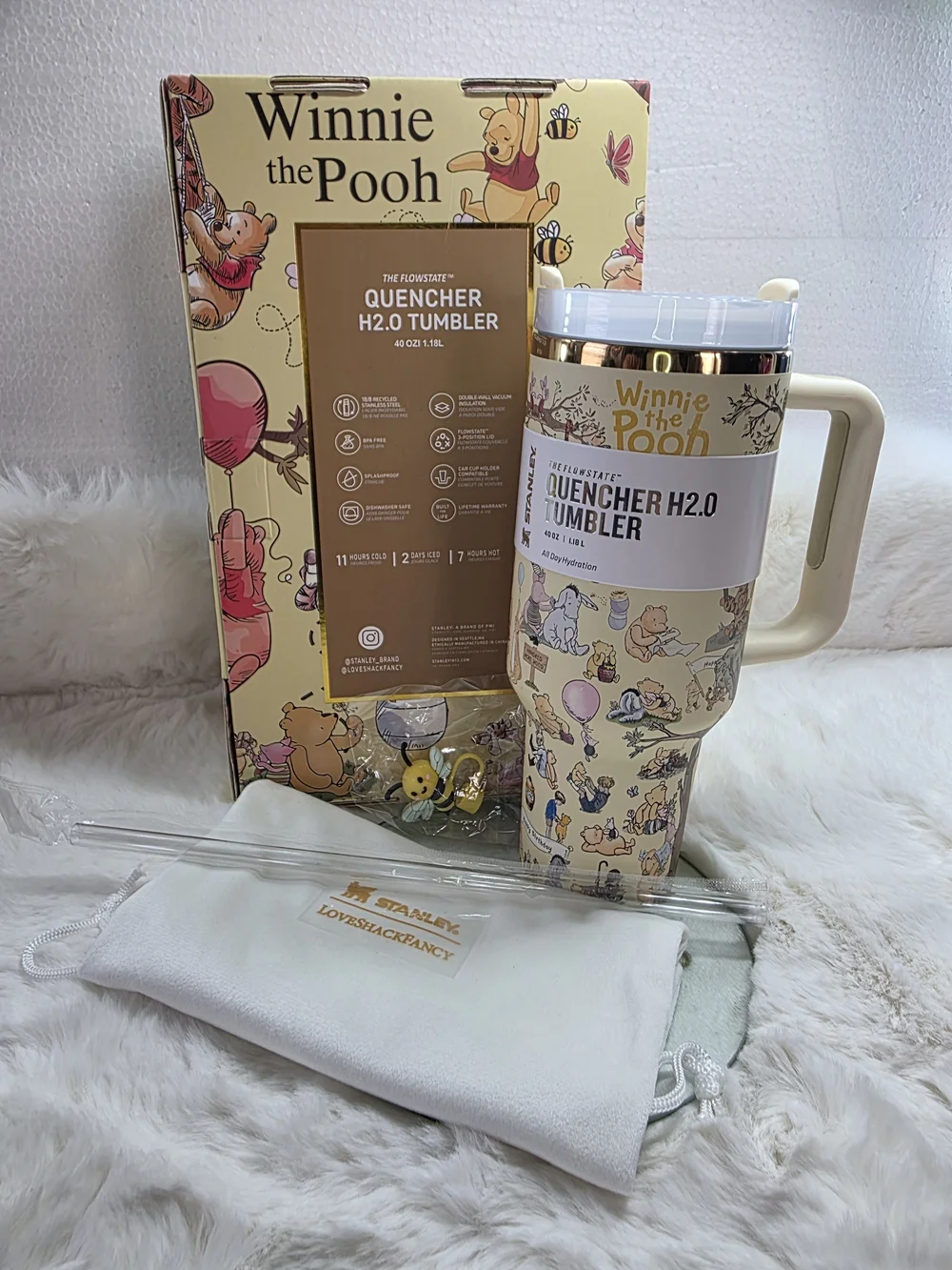 Stanley Winnie the Pooh Cream and Gold Quencher H2.0 Travel Mug - Picture 8 of 8